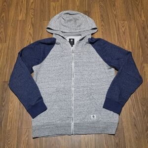 Vintage Element XL Full Zip Hoodie Heather Gray Blue Sleeves Y2K Skate Gear D96